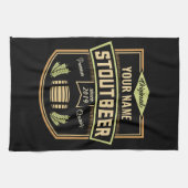 スタウトパーソナライズされたダークビール醸造ラベルバー キッチンタオル (横)
