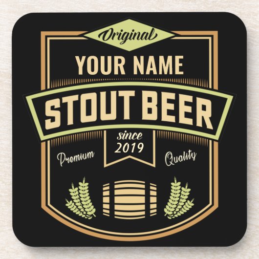 スタウトパーソナライズされたダークビール醸造ラベルバー コースター (正面)