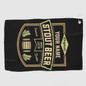 スタウトパーソナライズされたダークビール醸造ラベルバー ゴルフタオル (横)