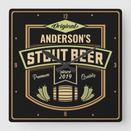 スタウトパーソナライズされたダークビール醸造ラベルバー スクエア壁時計