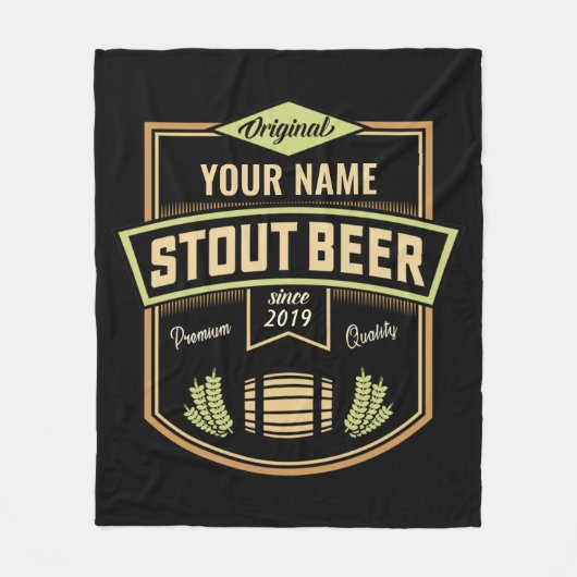 スタウトパーソナライズされたダークビール醸造ラベルバー フリースブランケット (正面)