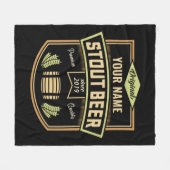 スタウトパーソナライズされたダークビール醸造ラベルバー フリースブランケット (正面(横))