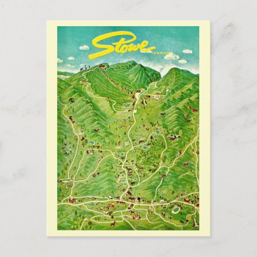 スタウ ヴァーモントのヴィンテージ 描き下ろし ポストカード (正面)