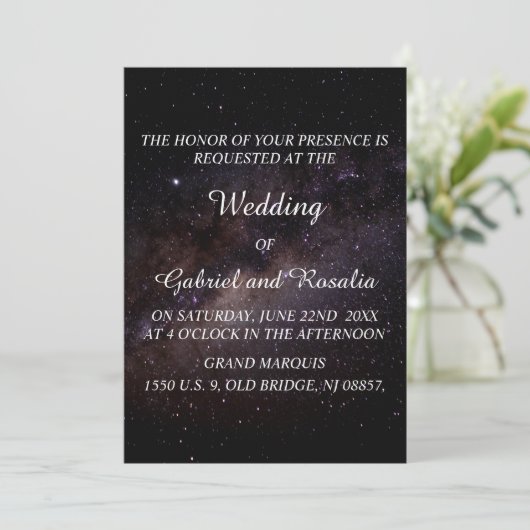 スタエレガントリーナイトスカイ銀河系結婚式招待状 招待状 (スタンド正面)