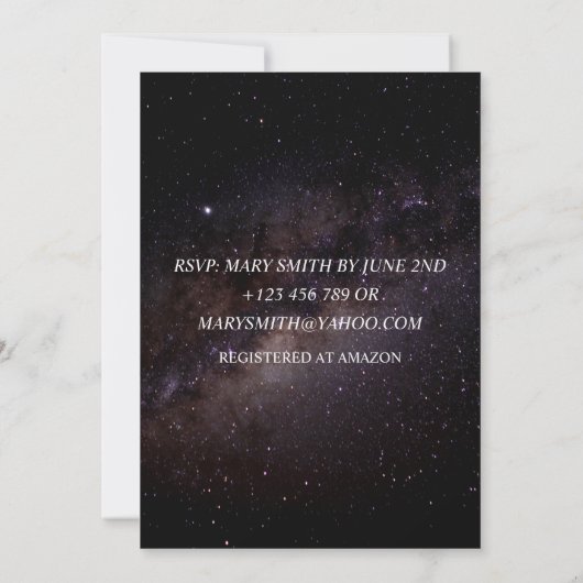 スタエレガントリーナイトスカイ銀河系結婚式招待状 招待状 (裏面)