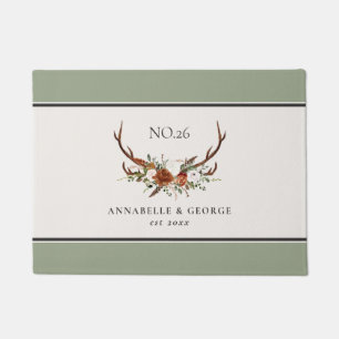 スタグアントラーテラコッタセージ緑の植物学フローラ ドアマット