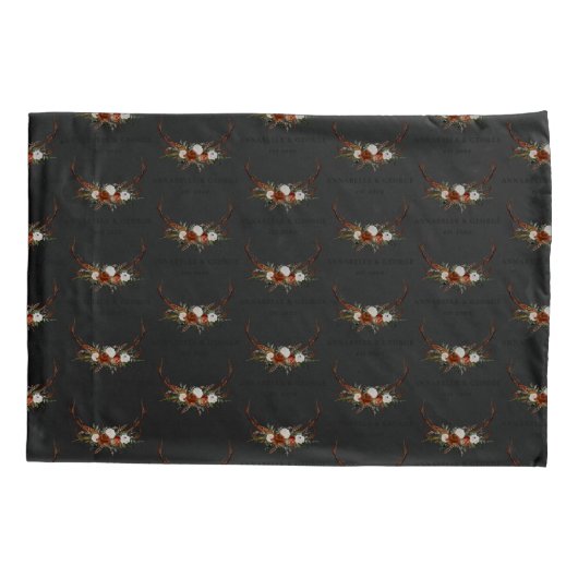 スタグアントラーテラコッタセージ緑の植物学フローラ 枕カバー (裏面)