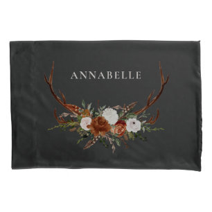 スタグアントラーテラコッタセージ緑の植物学フローラ 枕カバー