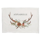 スタグアントラーテラコッタセージ緑の植物学フローラ 枕カバー (正面)