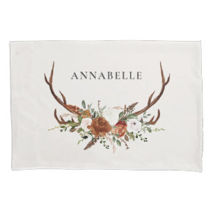 スタグアントラーテラコッタセージ緑の植物学フローラ 枕カバー