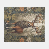 スタグインザフォレストウィリアム・モリスインスパイア フリースブランケット (正面(横))