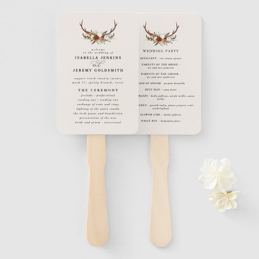 スタグサストテラコッタフローラエレガント素朴モダン ハンドファン (正面&裏面)