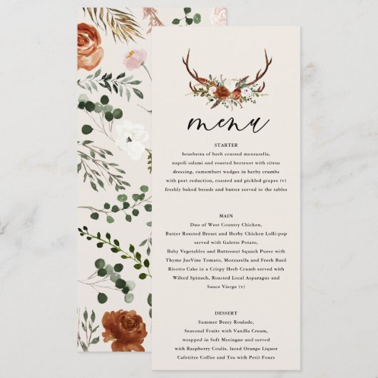 スタグサストテラコッタフローラエレガント素朴モダン メニュー (正面/裏面)