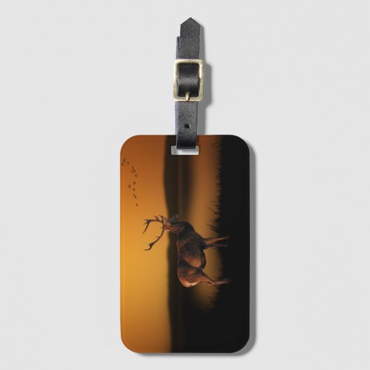 スタグサンライズミスティモーニングディアー ラゲッジタグ (正面縦)