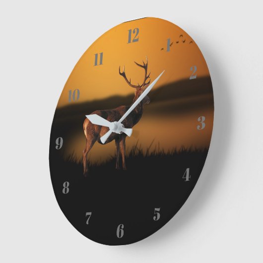 スタグサンライズミスティモーニングディアー ラージ壁時計 (傾斜)