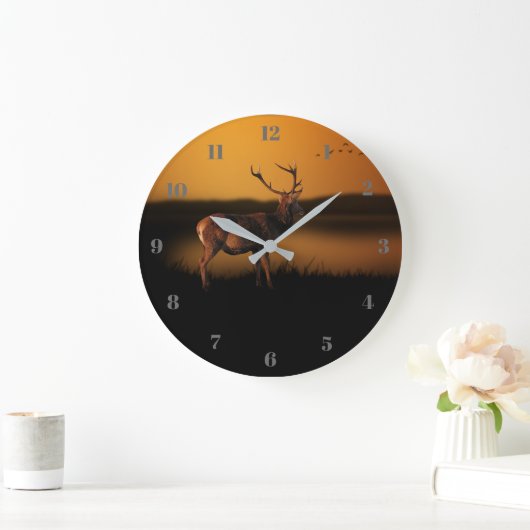 スタグサンライズミスティモーニングディアー ラージ壁時計 (ホーム)