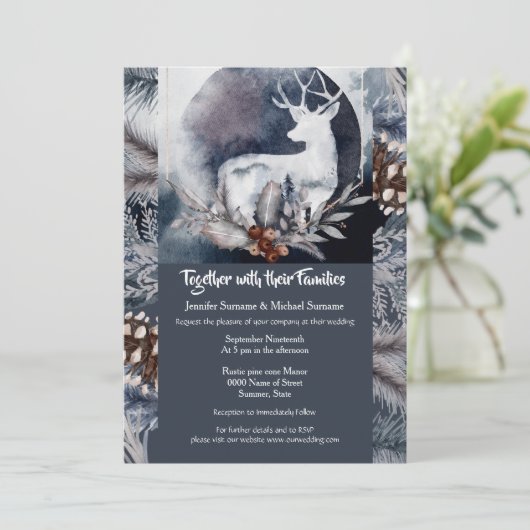 スタグシルエット夕べフォレストウッドランド秋 招待状 (スタンド正面)