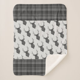 スタグズヘッド素朴グレースコットランドタータンチェック シェルパブランケット