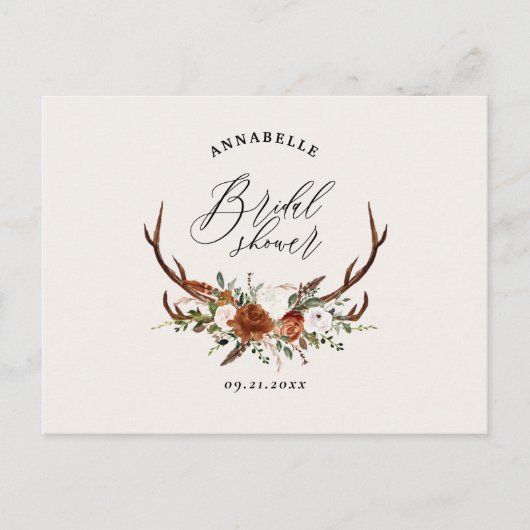 スタグセージ緑さびフローラエレガントブライダルシャワー ポストカード (正面)