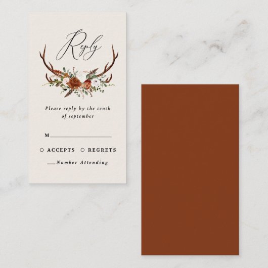 スタグテラコッタピンクフローラエレガントな結婚予算 エンクロージャーカード (正面/裏面)