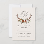 スタグテラコッタピンクフローラエレガントな結婚予算 出欠カード (正面)