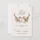 スタグテラコッタピンクフローラ素朴なエレガントな結婚式 出欠カード (正面)