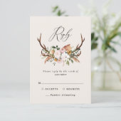 スタグテラコッタピンクフローラ素朴なエレガントな結婚式 出欠カード (スタンド正面)