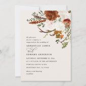 スタグテラコッタフローラエレガント素朴モダン 招待状 (正面)