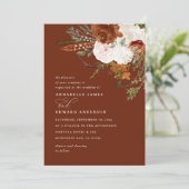 スタグテラコッタフローラ素朴エレガントモダン錆 招待状 (スタンド正面)