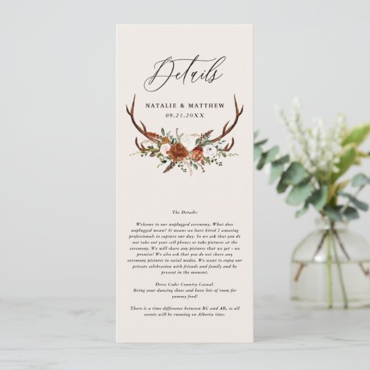 スタグテラコッタラストフローラエレガントな結婚式詳細 セーブザデート (スタンド正面)