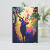 スタグディアアニマル絵画ポートレート野生生物林 サンキューカード (スタンド正面)