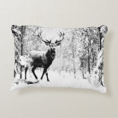 スタグディアウィンターフォレスト野生動物自然アート アクセントクッション (裏面)