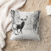 スタグディアウィンターフォレスト野生動物自然アート クッション (ブランケット)