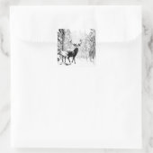 スタグディアウィンターフォレスト野生動物自然アート スクエアシール (バッグ)