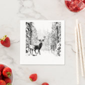 スタグディアウィンターフォレスト野生動物自然アート スタンダードカクテルナプキン (インサイチュ)