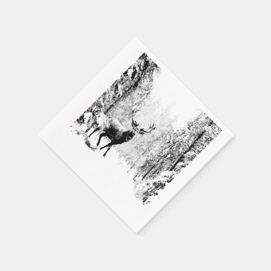 スタグディアウィンターフォレスト野生動物自然アート スタンダードカクテルナプキン (角)