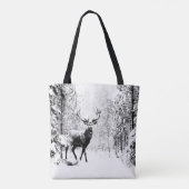 スタグディアウィンターフォレスト野生動物自然アート トートバッグ (裏面)