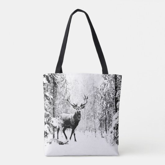 スタグディアウィンターフォレスト野生動物自然アート トートバッグ (裏面)