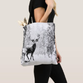 スタグディアウィンターフォレスト野生動物自然アート トートバッグ (クローズアップ)