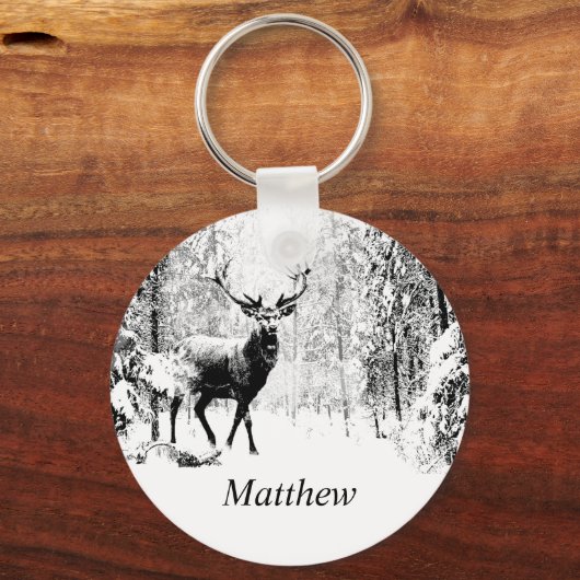 スタグディアウィンターフォレスト野生動物自然 キーホルダー (正面)