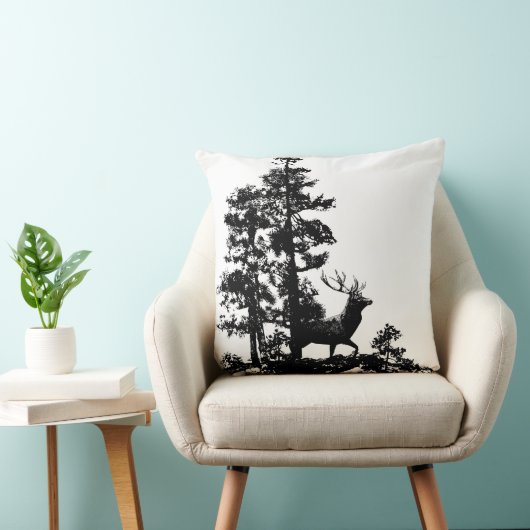 スタグディアツリーフォレストアニマルシルエット自然アート クッション (椅子)
