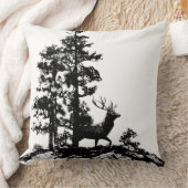 スタグディアツリーフォレストアニマルシルエット自然アート クッション (ブランケット)
