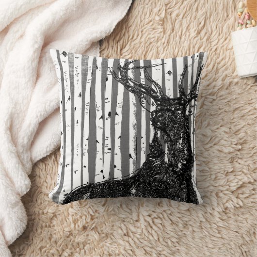 スタグディアリネンテクスチャ樺の木ツリーピロー クッション (ブランケット)