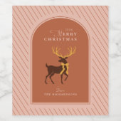 スタグトナカイパーソナライズされたクリスマス ワインラベル (シングルラベル)