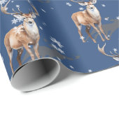 スタグトナカイ初雪クリスマスブルー ラッピングペーパー (ロールコーナー)