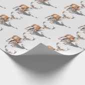 スタグトナカイ初雪クリスマスホワイト ラッピングペーパー (角)