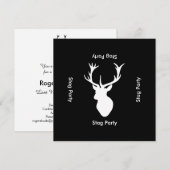 スタグパーティー - 結婚式前の一夜 黒白 招待状 (正面/裏面)