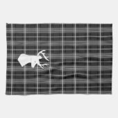 スタグヘッドを白黒の格子縞に表示 キッチンタオル (横)