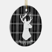 スタグヘッドを白黒の格子縞に表示 セラミックオーナメント (右)