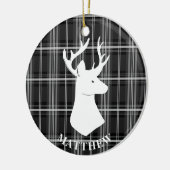 スタグヘッドを白黒の格子縞に表示 セラミックオーナメント (左)